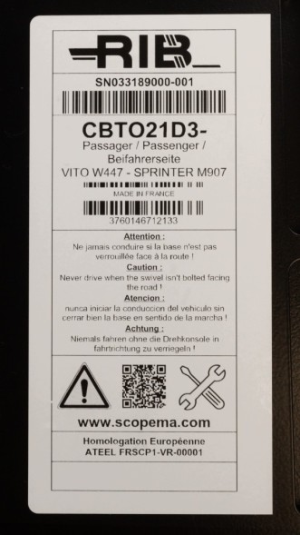 OEM SCOPEMA CBT021D3 Поворотний механізм сидіння пасажира, правий, для MB Sprinter 907 910, MB Vito V-Klasse W447