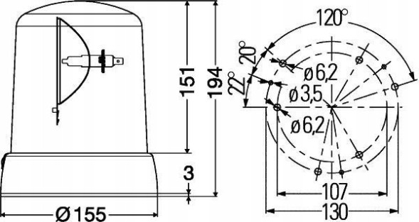 Hella 2RL 008 061-101 Світловий сигнальний маячок обертовий hella 2rl008 061-101