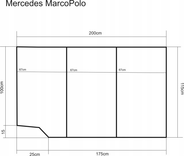 Golden Group 5904533601619 Матрац для автомобіля MERCEDES Marco Polo van ПІНОПЛАСТ VISCO MEMORY 200х115х8