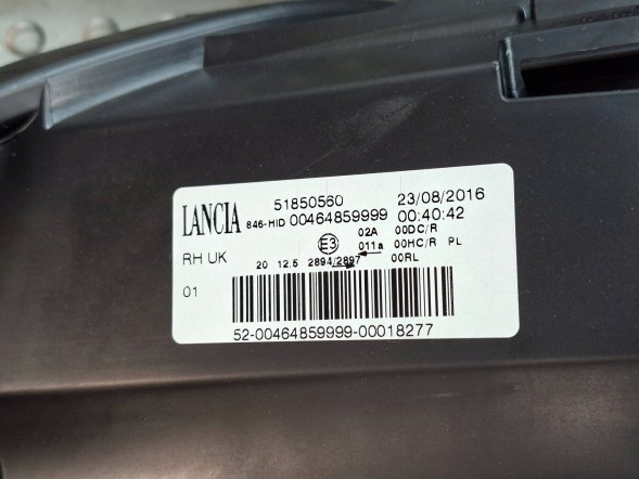 Lancia заводська комлектація 51850560 Лампа ксенон передня права lancia ypsilon 11- uk 51850560