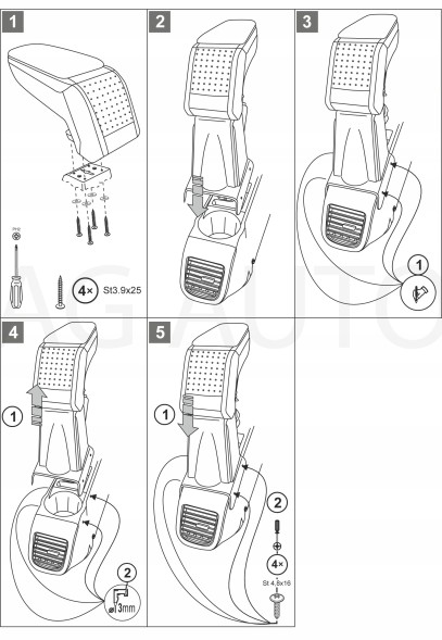 Armster V00902 Підлокітник ARMSTER СТАНДАРТ RATI, Fiat Doblo, 2015-2022 рік