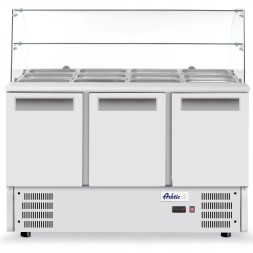 Китай WEW-SC-HP-1012794 Холодильний стіл ARKTIC 3-дверний 368л зі скляною надбудовою HoReCa