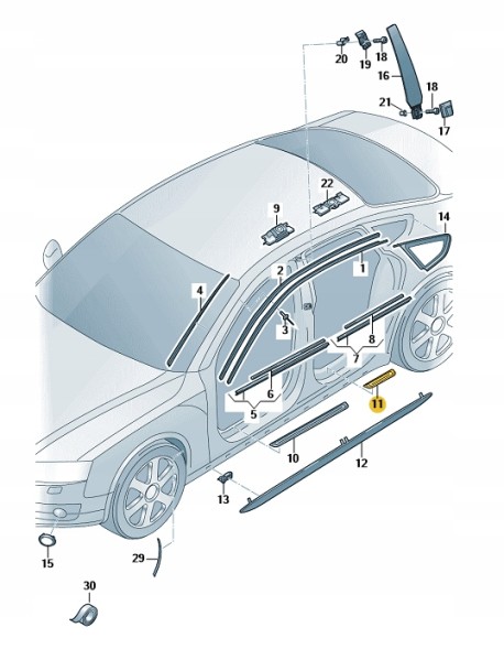Audi OE 4G8853375A9B9 НАКЛАДКА НА РАМКУ З НАПИСОМ S7 ЗАДНЯ ЛІВА AUDI A7 S7 C7