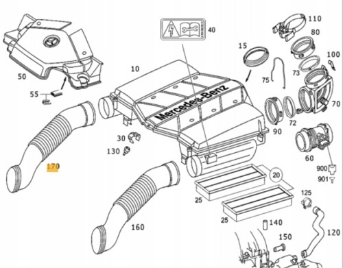 Mercedes-Benz OE A2730900582 Впускна труба Повітропровід MERCEDES W230 LP
