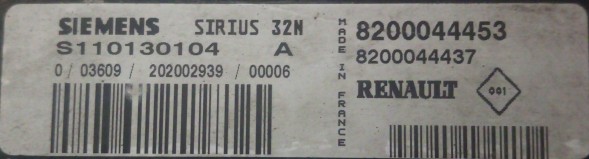 Siemens S110130104A 8200044453 8200044437 BEZ IMMO przygotowany w SDK Контролер renault s110130104а 8200044453 8200044437 без іммо