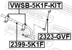 VWSB 5K1F KIT FEBEST Втулка стабілізатору