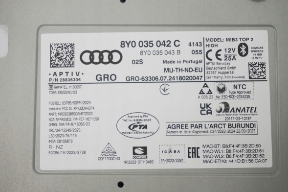 Audi OE ORG МУЛЬТИМЕДІЙНИЙ ЗЧИТУВАЧ MIB3 8Y0035042C 8Y0035043B
