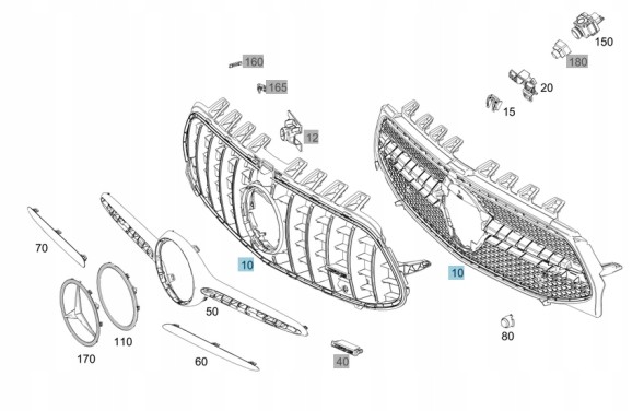 Mercedes-Benz OE 1188882400 MERCEDES CLA W118 МОДЕЛЬ ГРИЛЬ