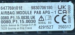 Groupe PSA 647769101E / ASTRA L Opel astra l vi 2021-2025 airbag подушка безпеки пасажира 647769101e