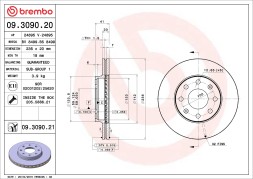 09 3090 20 BREMBO Диск гальмівний