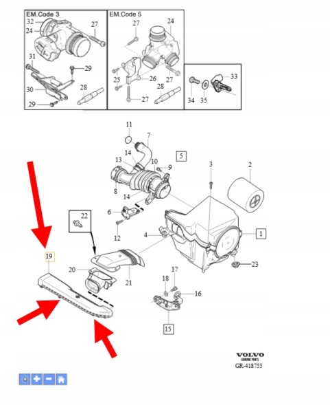 Volvo OE Впускний отвір корпусу повітряного фільтра D4 B4 1.6 2.0 VOLVO S40 C30 OE 30741747