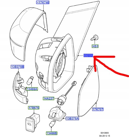 Ford OE 8M51-17683-UF ЗОВНІШНЄ ДЗЕРКАЛО ЛІВЕ FORD FOCUS Mk2 2007-