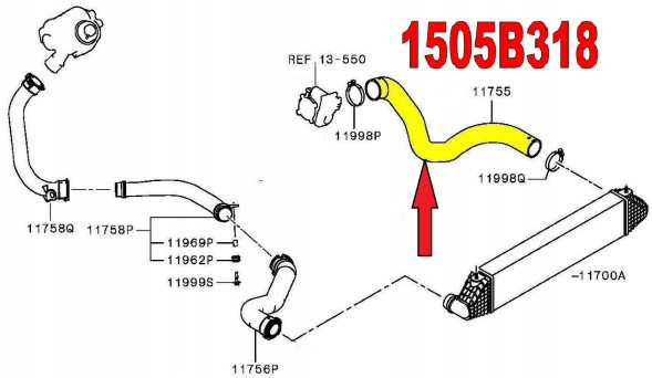 Mitsubishi OE 1505B318 Шланг інтеркулера mitsubishi outlander 2.2 1505b318