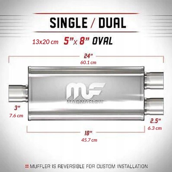 Magnaflow Глушник MagnaFlow 5x8 3"/2.5" 76мм / 63мм нержавіюча сталь 12288