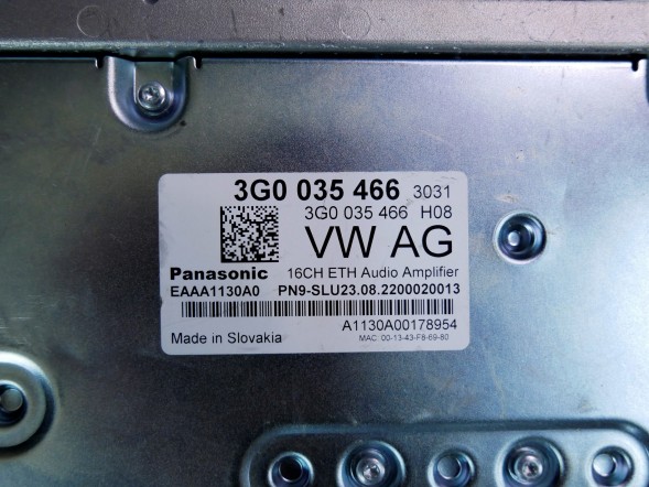 Volkswagen OE Wzmacniacz 3G0035466 VW PASSAT B8 ARTEON TIGUAN TOURAN Підсилювач 3G0035466 VW PASSAT B8 ARTEON ТІГУАН ТУРАН