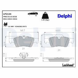 LP2124 DELPHI Комплект гальмівних колодок з 4 шт дисків