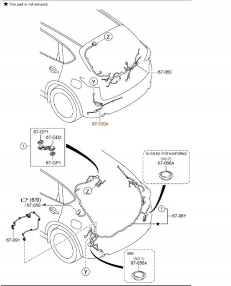 Mazda OE Б/у джгут задній електричний No4 OE Mazda CX-5 KB8W67150