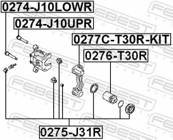 0275 J31R FEBEST РЕМКОМПЛЕКТ СУПОРТА ГАЛЬМІВНОГО ЗАДНЬОГО