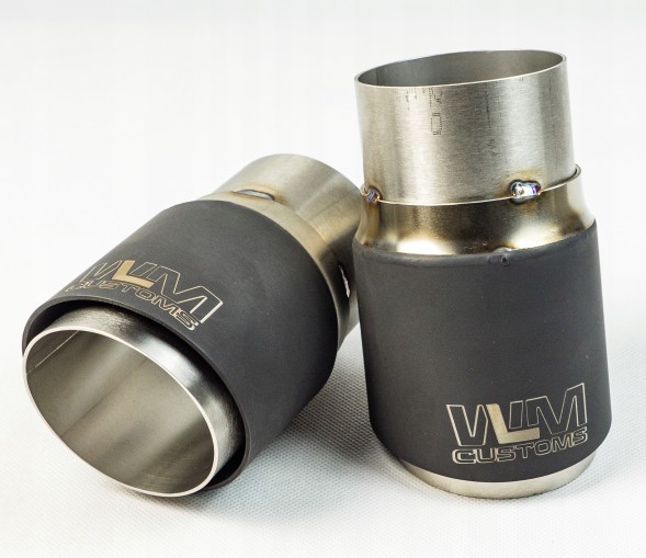 WLM Customs WLM-BLK90DWS Кінець вихлопу WLM 90mm Black Slant Двошаровий
