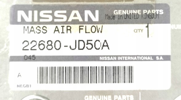 Nissan OE 22680JD50A Витратомір повітря NISSAN PRIMASTAR OE