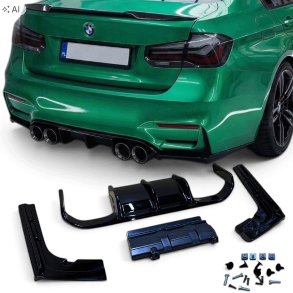 Китай BMW F30 Dyfuzor Zderzaka M3 Style Дифузор BMW F30 для бампера M3 Style Чорний глянець Спойлер Накладка Задня
