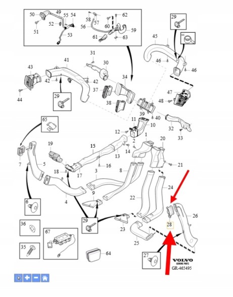 Volvo OE РЕШІТКА ВЕНТИЛЯЦІЇ ПРАВА СТІЙКИ B VOLVO S90 V90 XC60 2018- OEM/OE 31469801