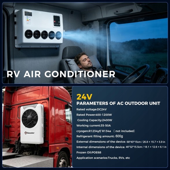 Sunster Sunster-AC1 24V Кліматизація sunster 24v split для автобусів, вантажівок, кабін і камперів