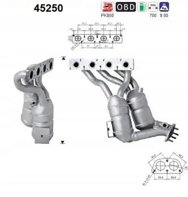 AS 45250 Каталізатор 45250 as bmw 1 3 e87 e90 е91