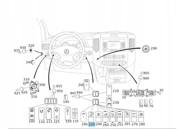 Mercedes-Benz OE Перемикач MERCEDES-BENZ VIANO (W639) 0085458607 2003