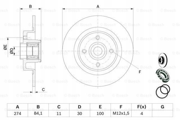 Bosch 0 986 479 277 Bosch 0 986 479 277 гальмівний диск (1шт)