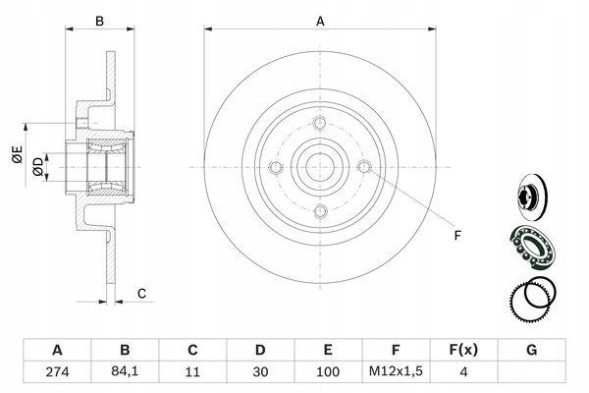 Bosch 0 986 479 277 Bosch 0 986 479 277 гальмівний диск (1шт)