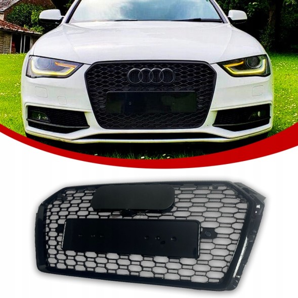 Китай AUDI A5 8T LIFT GRILL ATRAPA CHŁODNICY PLASTER MIODU 13-16 CZARNY POŁYSK Решітка радіатора Audi A5 8T рестайлінг чорний глянець