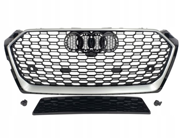 PA 8W6853651R PLASTER MIODU SILVER РЕШІТКА РАДІАТОРА (ГРИЛЬ) ПЕРЕДНЬОГО БАМПЕРА AUDI A5 8W6 2016-2020р. ДИЗАЙН RS5 СОТОВИЙ СРІБНИЙ