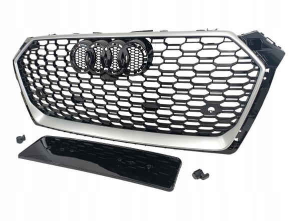 PA 8W6853651R PLASTER MIODU SILVER РЕШІТКА РАДІАТОРА (ГРИЛЬ) ПЕРЕДНЬОГО БАМПЕРА AUDI A5 8W6 2016-2020р. ДИЗАЙН RS5 СОТОВИЙ СРІБНИЙ