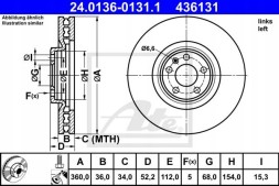 ATE 24.0136-0131.1 Диск гальмівний ate 24.0136-0131.1