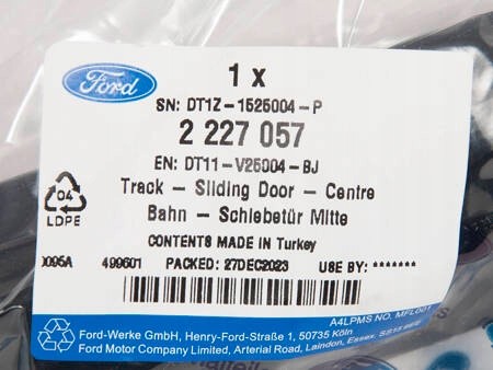 Ford OE 2227057 САНІ, ЦЕНТРАЛЬНА ПРАВА, РОЗСУВНІ ДВЕРІ FORD CONNECT 14-