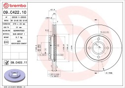 09 C422 11 BREMBO Диск гальмівний