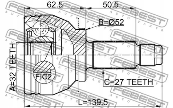 Febest 0810-B13MT Шарнір півосі передній 0810-b13mt febest subaru