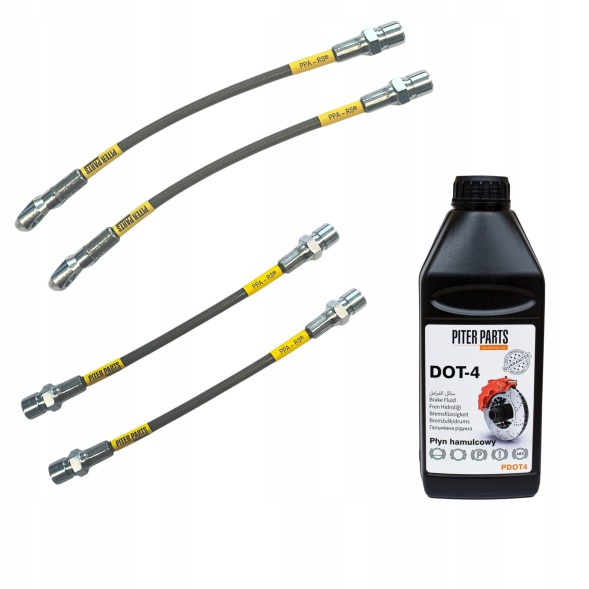 PiterParts 1051115000 Гальмівні шланги в сталевому обплетенні FIAT 126p передня та задня вісь PL