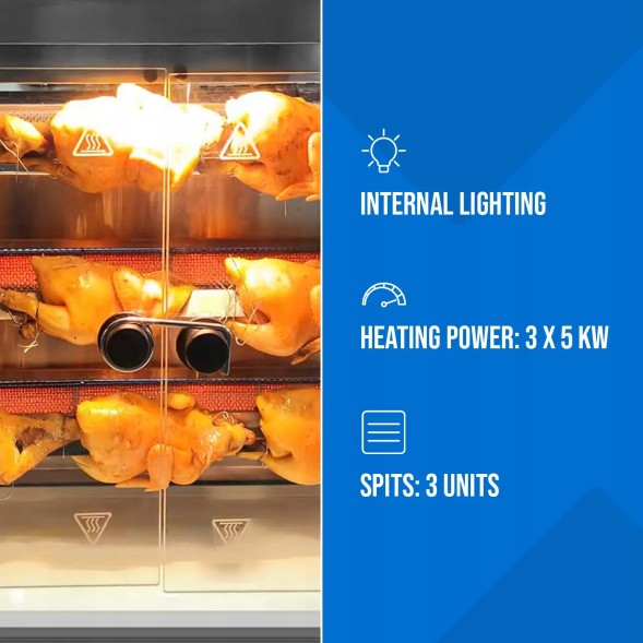 Китай WEW-SC-HP-1029506 Газовий вертел Royal Catering на 15 курей 15 кВт Пропан-Бутан для закладів громадського харчування