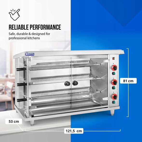 Китай WEW-SC-HP-1029506 Газовий вертел Royal Catering на 15 курей 15 кВт Пропан-Бутан для закладів громадського харчування