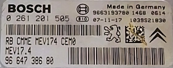 PSA 0261201505 9664738680 BEZ IMMO przygotowany w SDK Блок керування двигуном 0261201505 9664738680 MEV17.4 БЕЗ ІММОБІЛАЙЗЕРА