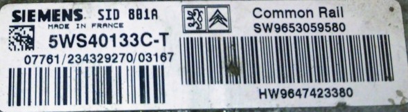 Groupe PSA 5WS40133C-T 9653059580 CZYSTY przygotowany w SDK БЛОК КЕРУВАННЯ 5WS40133C-T 9653059580 ЧИСТИЙ або ДОПИСУ