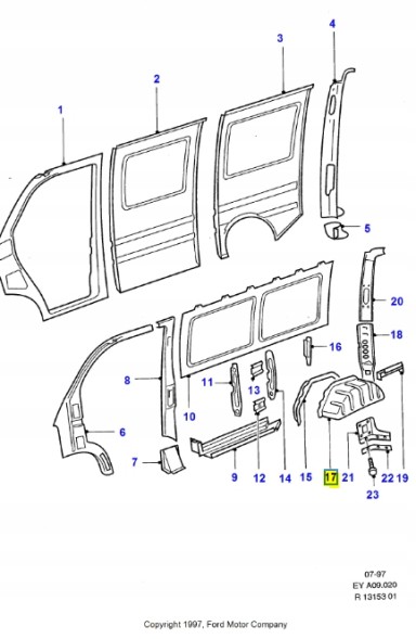 Ford OE Рульова рубка в зборі - задні бічні панелі FORD Transit 1994-2000 OE 6525769