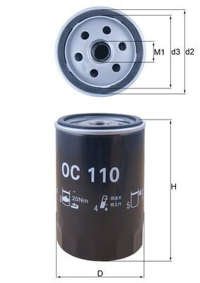 OC110 MAHLE ORIGINAL Фільтр оливи
