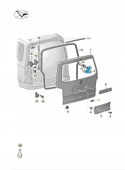 Volkswagen OE ЗАВІСА БАГАЖНИКА VW T6 7E0827302D