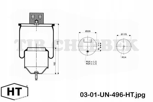 HT 03-01-UN-496-HT ПОДУШКА ПІДВІСИ 6416/6608NP01 VOLVO FH ЗАДНЯ 6416