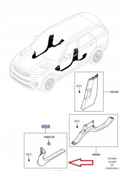 Land Rover OE Передня ліва декоративна накладка порога Land Rover LR172936