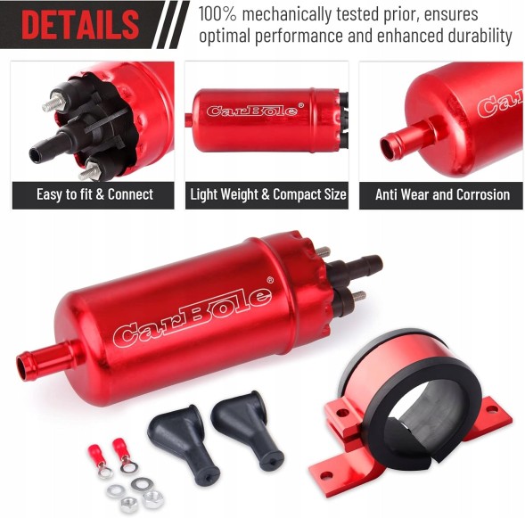 0AMS CarBole Elektryczna pompa paliwowa 12 V, pompa diesla 250 bhp, uniwersalna zewnętrzna pompa paliwowa, zastępuje 0580464070 i inne produkty ЕЛЕКТРИЧНИЙ ПАЛИВНИЙ НАСОС 12В 250 КМ УНІВЕРСАЛЬНИЙ ЗОВНІШНІЙ