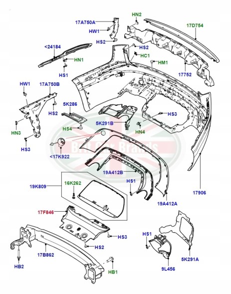Land Rover OE Накладка на бампер Land Rover Range Rover Velar L560 LR093588